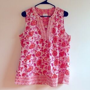 Sigrid Olsen pink floral sleeveless top size large